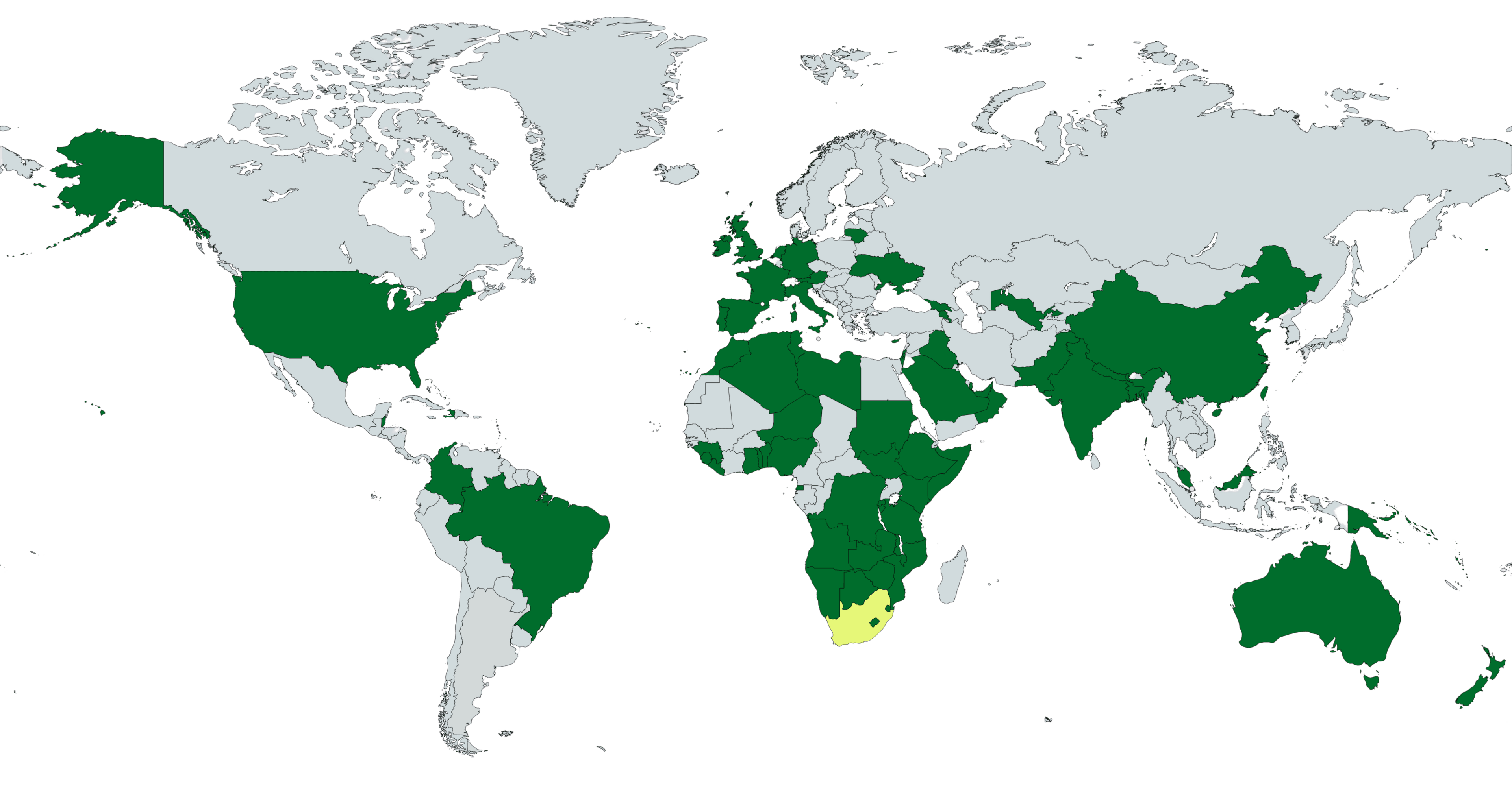 World map highlighting 86 countries where Luma is used, with South Africa highlighted in yellow